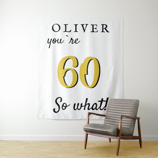 Tenture Fond de scène de fête d'anniversaire 60 ans inspir (En situation)