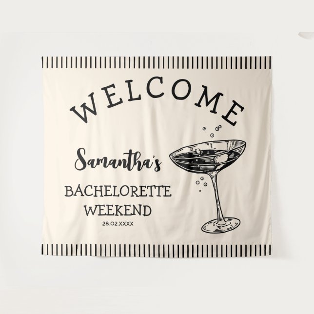 Tenture Fond de scène de fête de bachelor avec rayures rét (Devant (Horizontal))