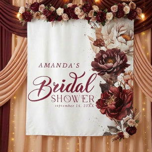 Tenture Fond de scène de mariage floral bordeaux lunatique