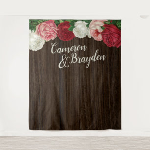 Tenture Fond de scène de mariage rustique floral boisé pou