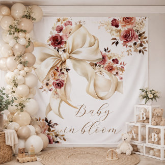 Tenture Fond de scène élégant pour Baby Shower avec fleurs