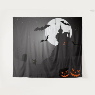 Tenture Fond de scène photo Château Hanté Pleine Lune Hall