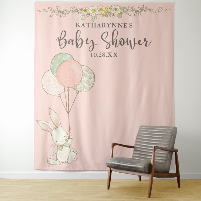 Tenture Fond de scène pour Baby Shower avec un adorable la (En situation)