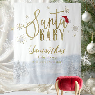 Tenture Fond de scène pour Baby Shower de Noël Santa Baby