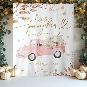 Tenture Fond de scène pour Baby Shower Fille Rose Camion C