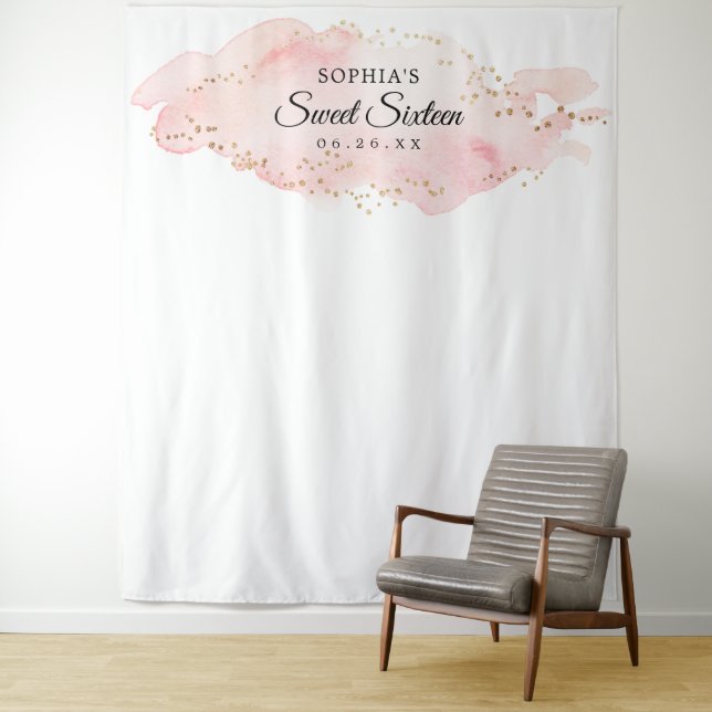 Tenture Fond de scène pour fête d'anniversaire Sweet Sixte (En situation)