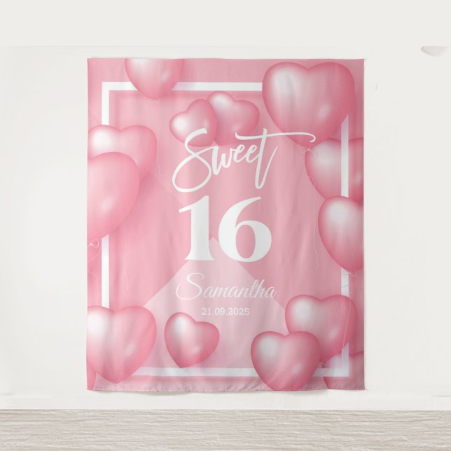 Tenture Fond de scène pour sweet sixteen 16 ans avec ballo (Devant)