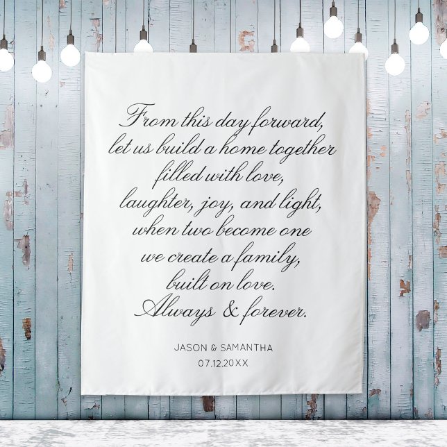 Tenture Fond de serment de mariage calligraphie personnali (Wedding Vows Backdrop Personalized Calligraphy
)