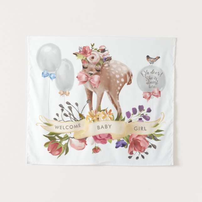 Tenture Fond de shower bébé Oh Deer (Devant (Horizontal))
