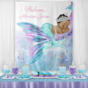 Tenture Fond de sirène pour Baby Shower Ethnique Sirène