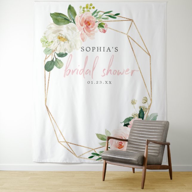 Tenture Fond de stand de photomaton de mariage rose aérien (En situation)