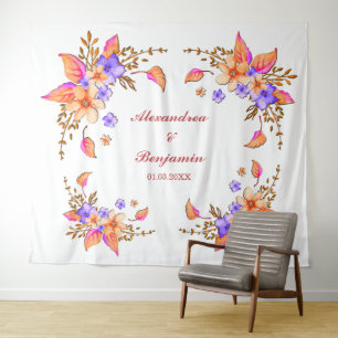 Tenture Fond de stand photo aquarelle florale de mariage