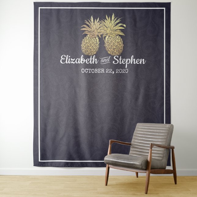 Tenture Fond de stand photo de mariage Couple au Pineapple (En situation)
