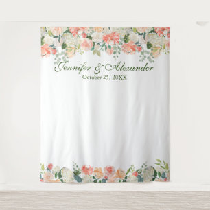 Tenture Fond de stand photo de mariage floral à la crème d