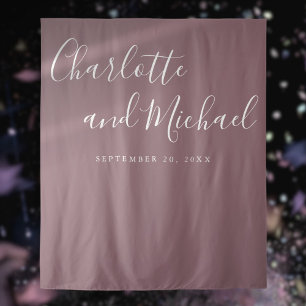 Tenture Fond de stand photo de mariage Script Mauve