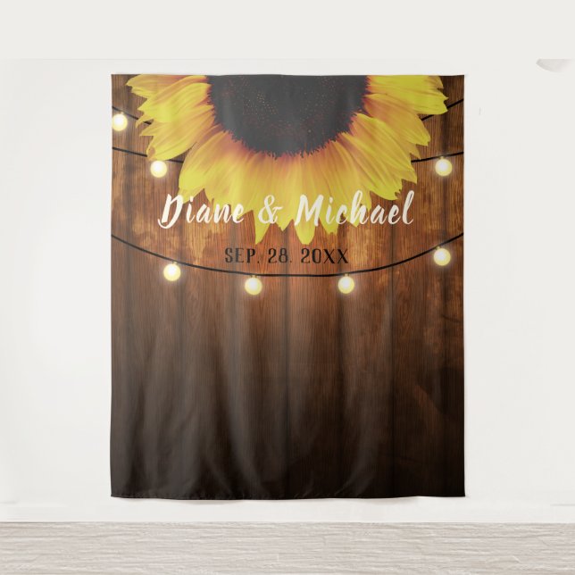 Tenture Fond de stand photo de mariage tournesol en bois r (Devant)
