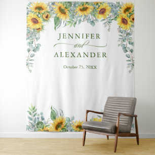 Tenture Fond de stand photo de mariage tournesols eucalypt