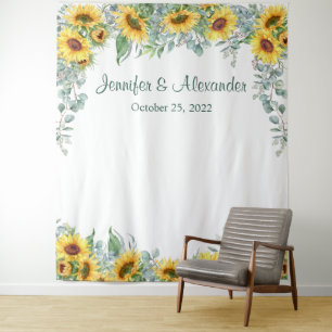 Tenture Fond de stand photo de mariage tournesols eucalypt