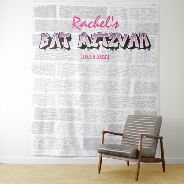Tenture Fond de stand photo pour Bat Mitzvah avec graffiti (En situation)