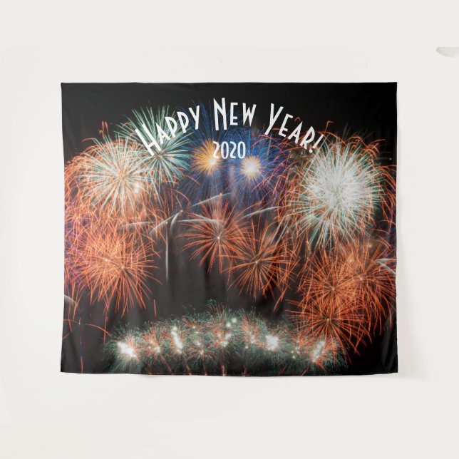 Tenture Fond de stand photo pour le Nouvel An avec feux d' (Devant (Horizontal))