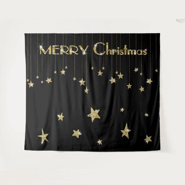 Tenture Fond de studio photo noir or Joyeux Noël (Devant (Horizontal))