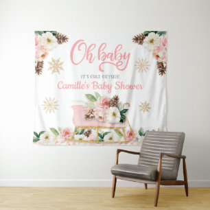 Tenture Fond de toile de fond de Baby Shower Fleur Rose Bé