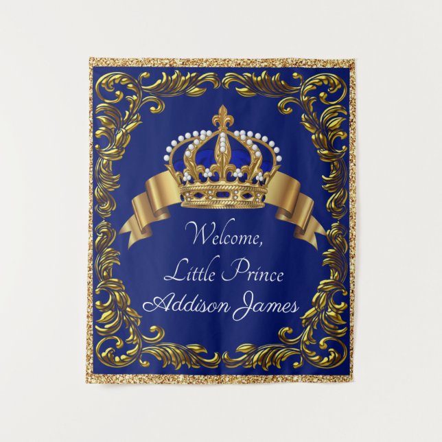 Tenture Fond de toile de fond de Baby Shower pour Prince B (Devant)