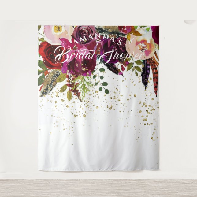 Tenture Fond de toile de fond de mariage floral bordeaux b (Devant)
