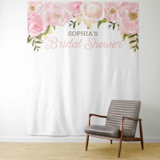 Tenture Fond de toile de fond de mariage floral rose Prop  (En situation)