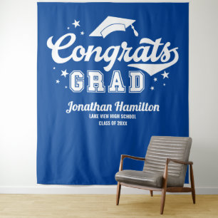 Tenture Fond de toile de fond de remise de diplômes bleu r