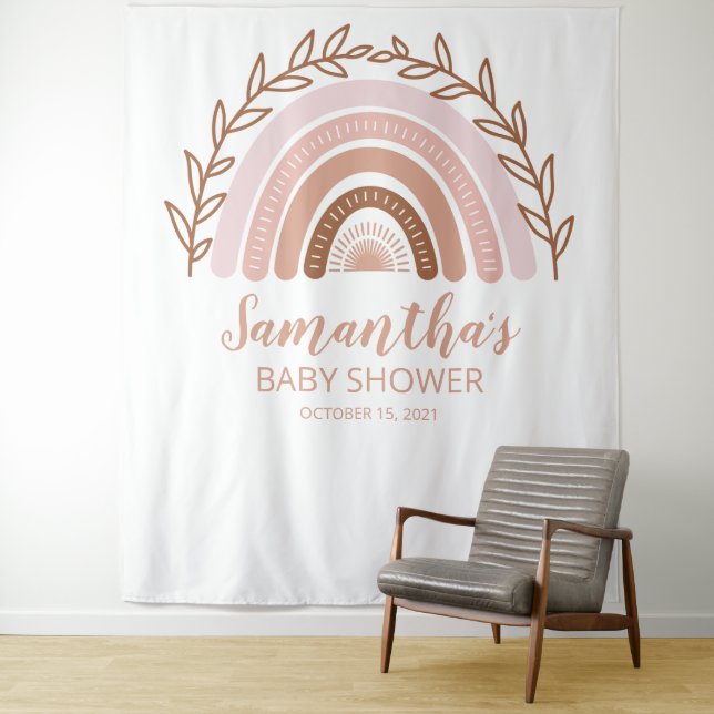 Tenture Fond de toile de fond pour Baby Shower Bohème Terr (En situation)