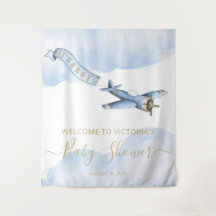 Fond de toile de fond pour Baby Shower d'avion vin