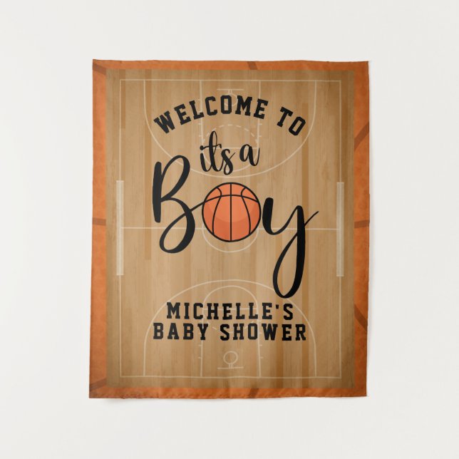 Tenture Fond de toile de fond pour Baby Shower de basketba (Devant)
