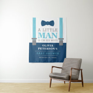 Tenture Fond de toile de fond pour Baby Shower Little Man,