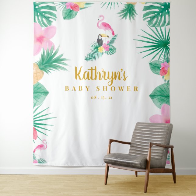 Tenture Fond de toile de fond pour Baby Shower Tropical, A (En situation)