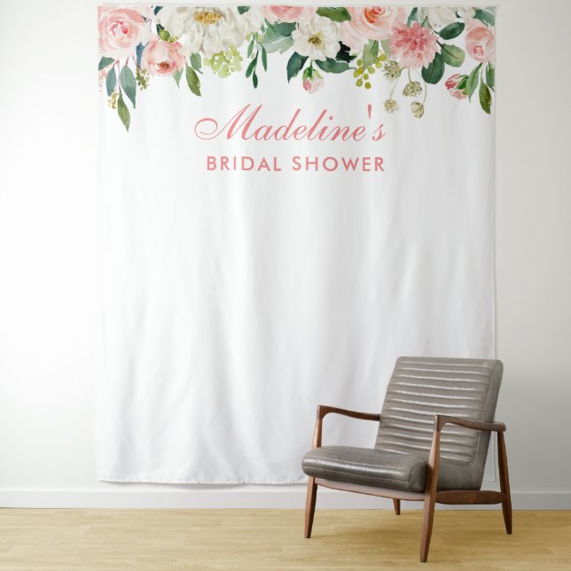 Tenture Fond de toile de fond pour douche de mariée rose | (En situation)