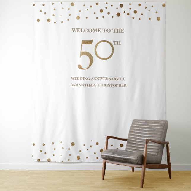 Tenture Fond de toile de fond pour photo de mariage 50e an (En situation)