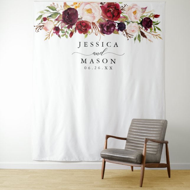 Tenture Fond de toile de fond Rustique Bourgogne Marsala - (En situation)