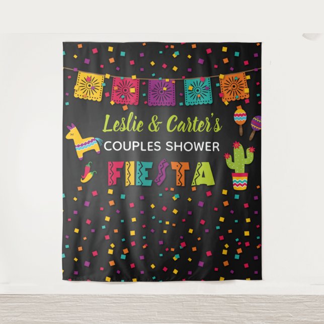 Tenture Fond de toile de mariage couple Fiesta - Piñata (Devant)