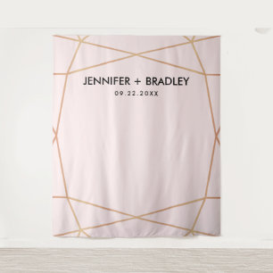 Tenture Fond de toile de mariage en rose gold géométrique 