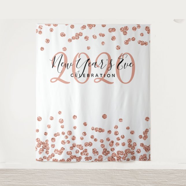 Tenture Fond de toile de Nouvel An Rose Gold Confetti (Devant)