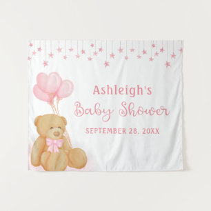 Tenture Fond de toilette de bébé Ourson Étoiles Roses