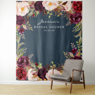 Tenture Fond de toilette de mariage floral Bourgogne Marsa