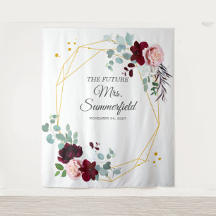 Tenture Fond de toilette de mariage floral en feuillage d'