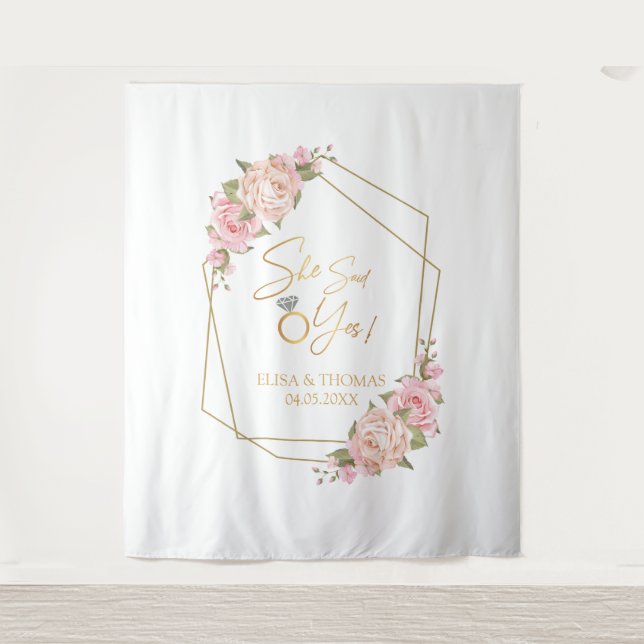 Tenture Fond de toilette de mariage floral rose (Devant)