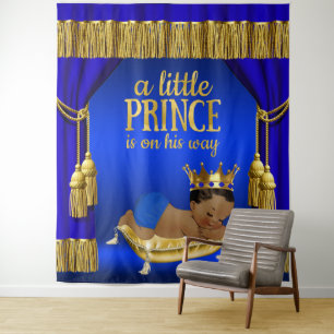 Tenture Fond de toilette pour bébé prince ethnique bleu ro
