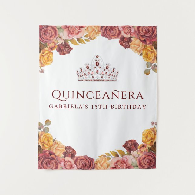 Tenture Fond élégant de rose Bourgogne | Quinceanera (Devant)