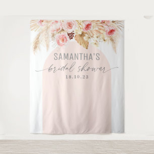 Tenture Fond floral bohème moderne rose avec arche et pamp