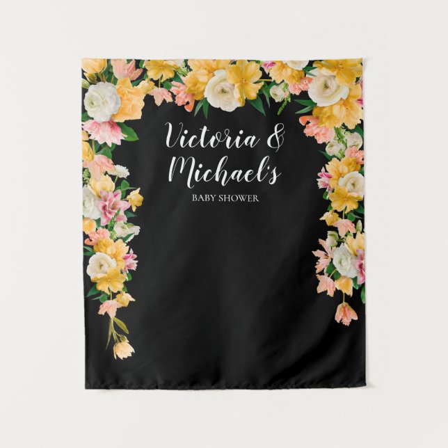 Tenture Fond floral de mariage audacieux et lumineux (Devant)