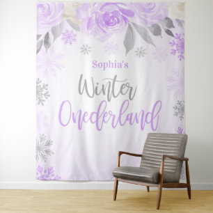 Tenture Fond floral gris violet pour ONEderland d'hiver